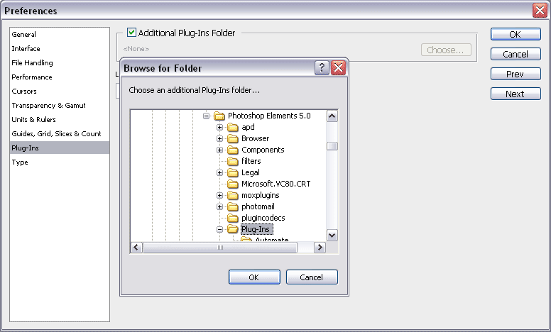 Selecting additional folder