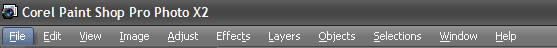Corel Paint Shop Pro Photo menu